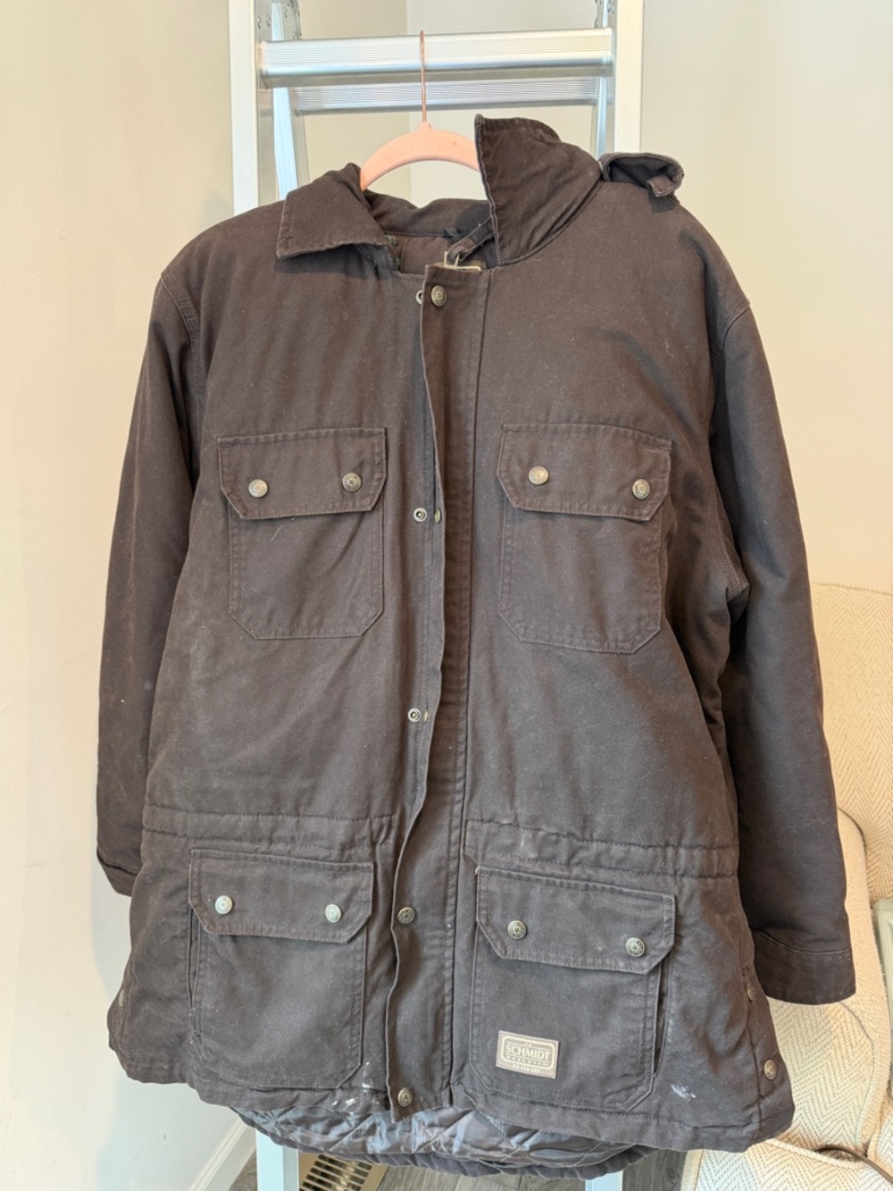 Schmidt for her Heavy Dark Brown Hooded Work Jacket